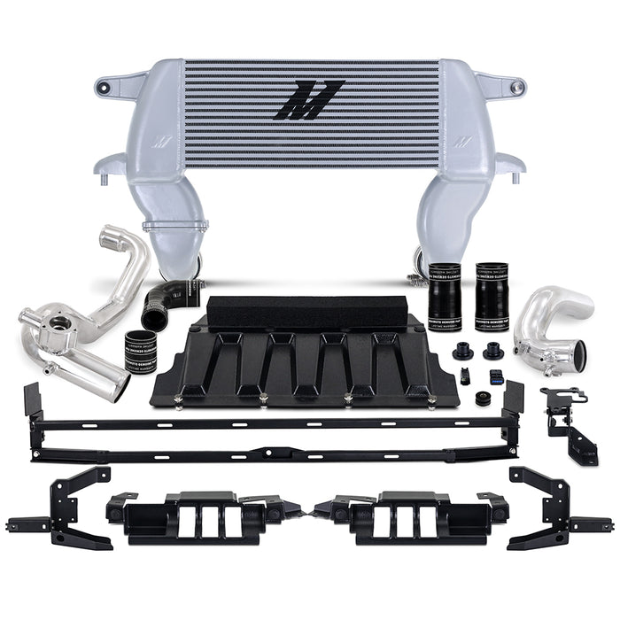 Mishimoto MMINT-BR23-21HKSLP High-mount Intercooler Kit, 2021+ Ford Bronco 2.3L, Silver Core, Polished Pipes - Truck Part Superstore