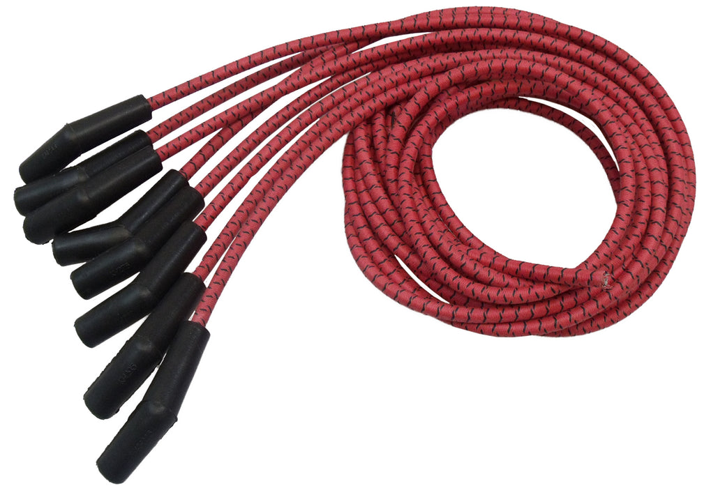 Taylor Cable 73053-C4S 7mm Spiro-Pro Cloth Ignition Wire Set; Red w/Black Tracer; Universal; 8 Cyl; - Truck Part Superstore