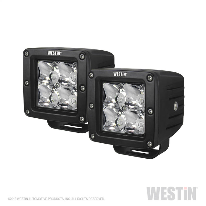 Westin 09-12200B-PR HyperQ LED Auxiliary Light; Pair; 3.2 x 3 in. 5W Cree Flood Beam; - Truck Part Superstore