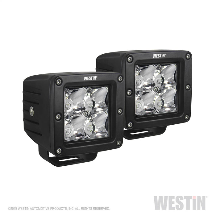 Westin 09-12200B-PR HyperQ LED Auxiliary Light; Pair; 3.2 x 3 in. 5W Cree Flood Beam; - Truck Part Superstore