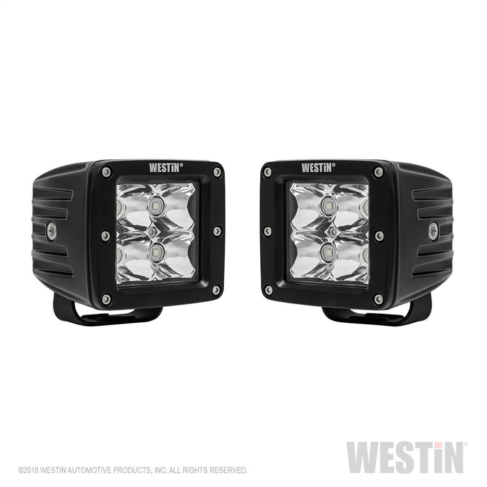 Westin 09-12200B-PR HyperQ LED Auxiliary Light; Pair; 3.2 x 3 in. 5W Cree Flood Beam; - Truck Part Superstore