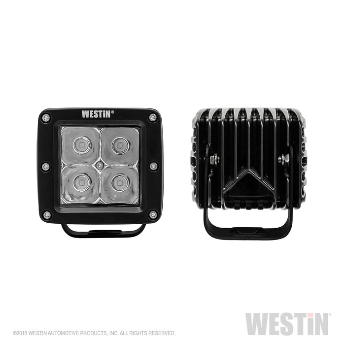 Westin 09-12200B-PR HyperQ LED Auxiliary Light; Pair; 3.2 x 3 in. 5W Cree Flood Beam; - Truck Part Superstore