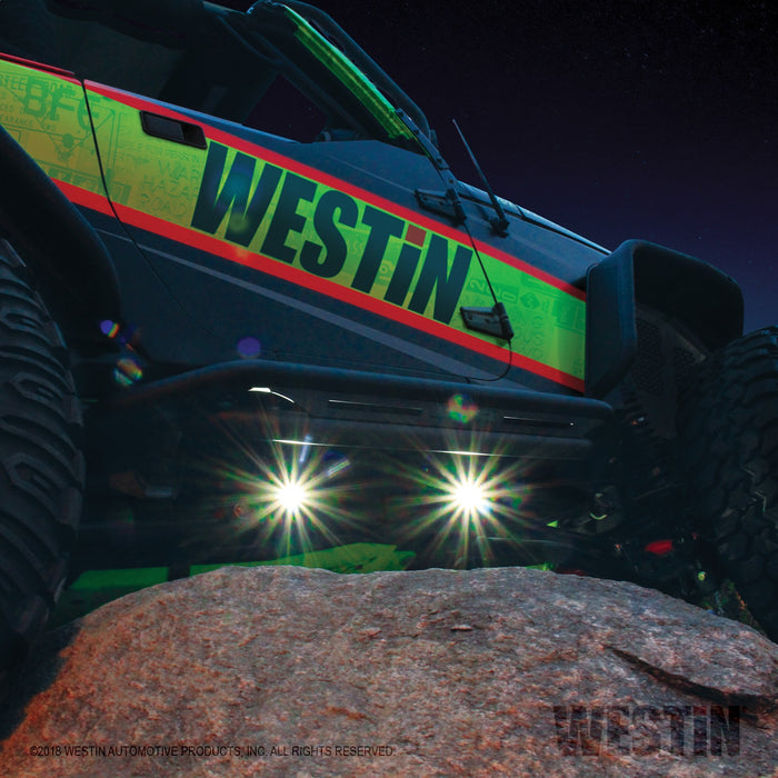 Westin 09-80015 LED Rock Light Kit; Incl. 4 Lights; 14 ft. 9 in. Wiring Harness; Switch; - Truck Part Superstore