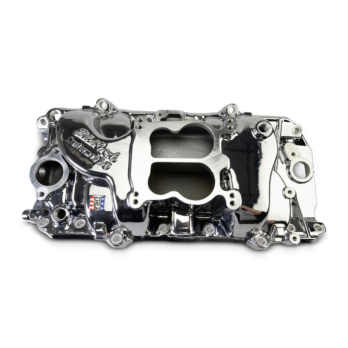 Edelbrock 2161-CP Performer 2-O Manifold for 1965-90 B/B Chevy Oval Port Heads, Chrome Plasma - Truck Part Superstore
