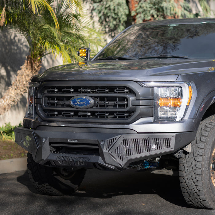 Go Rhino 343981T Low profile steel bumper with powered light mount protects front of vehicle - Truck Part Superstore