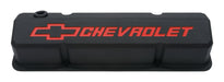 Proform 141-928 Valve Covers; Slant-Edge Tall; Die Cast; Black w/Recessed Bowtie Logo; SB Chevy - Truck Part Superstore