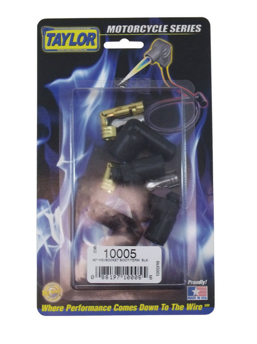 Taylor Cable 10005 Motorcycle Boot And Terminal Kit; 90 deg. HEI; 90 deg. Socket Coil; Black; - Truck Part Superstore
