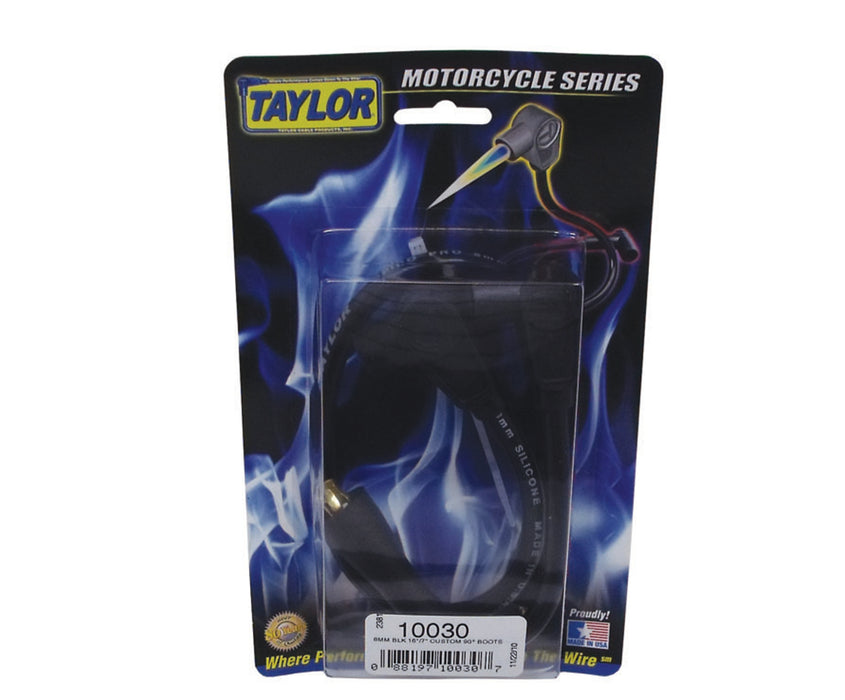 Taylor Cable 10030 8mm Spiro-Pro Motorcycle Ignition Wire Set; Custom Fit; Black; 90 deg. Boots; - Truck Part Superstore