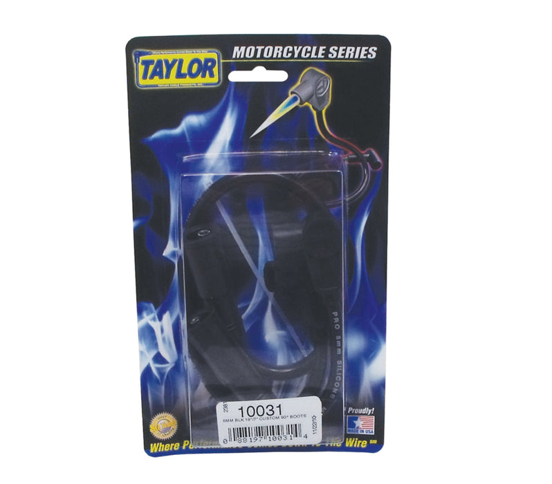 Taylor Cable 10031 8mm Spiro-Pro Motorcycle Ignition Wire Set; Custom Fit; Black; 90 deg. Boots; - Truck Part Superstore