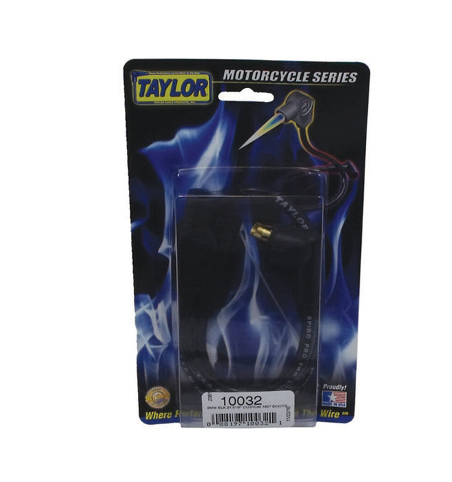Taylor Cable 10032 8mm Spiro-Pro Motorcycle Ignition Wire Set; Custom Fit; Black; 180 deg. Boots; - Truck Part Superstore