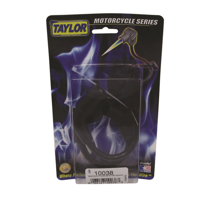 Taylor Cable 10038 8mm Spiro-Pro Motorcycle Ignition Wire Set; Custom Fit; Black; 135 deg. Boots; - Truck Part Superstore