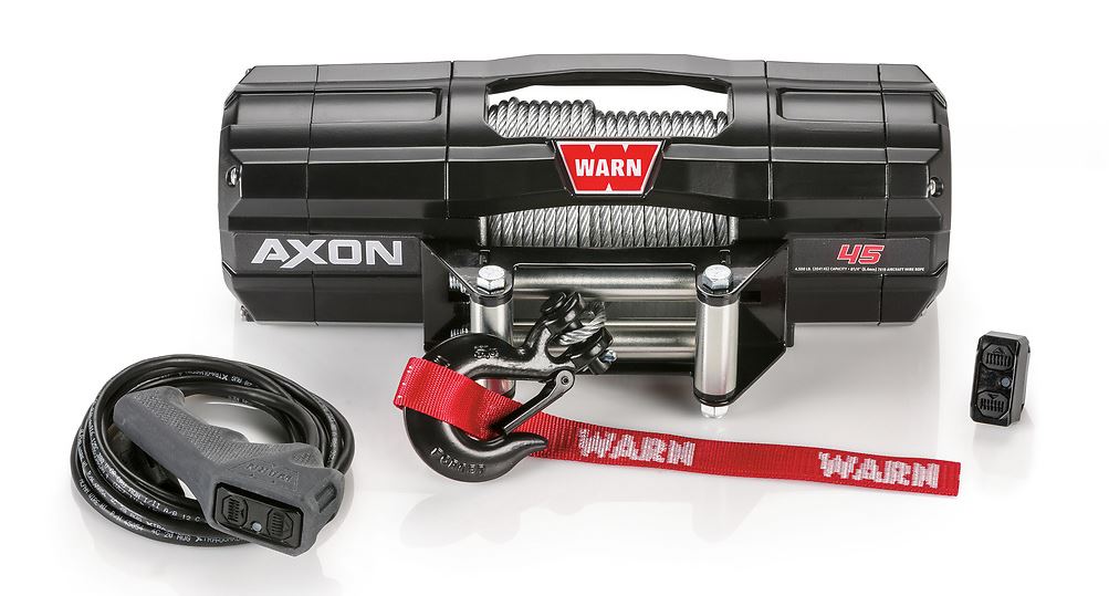 Warn 101145 AXON 45 includes 50? of durable??? steel rope, roller fairlead, and?a black hook - Truck Part Superstore