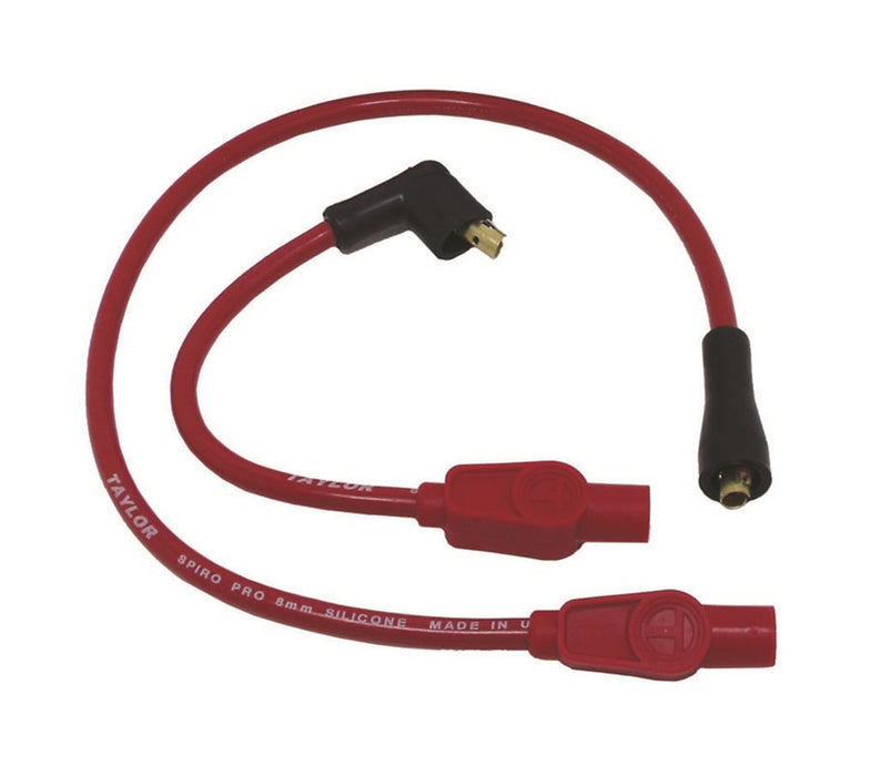Taylor Cable 10232 8mm Spiro-Pro Motorcycle Ignition Wire Set; Custom Fit; Red; 180 deg. Boots; - Truck Part Superstore