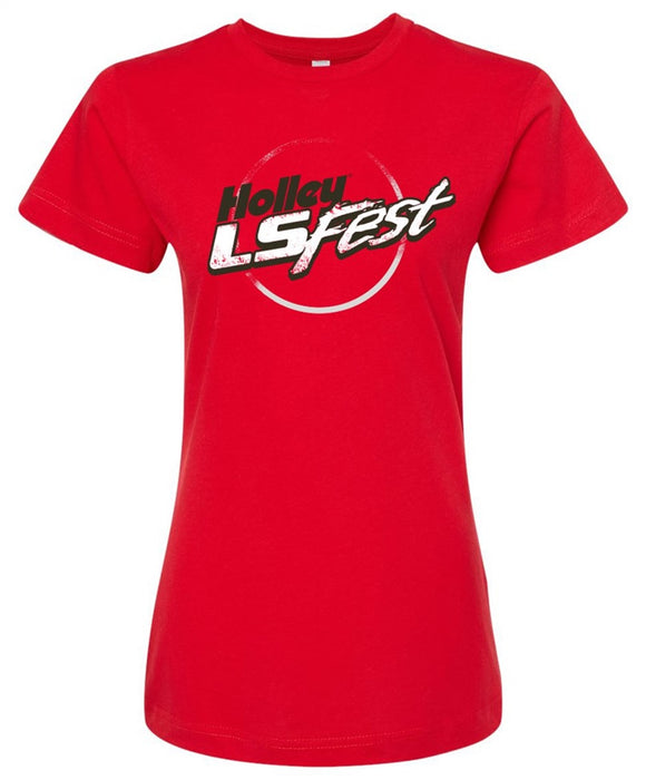 Holley 10372-MDHOL LS Fest Logo Shirt; Womens; Medium; Red; - Truck Part Superstore