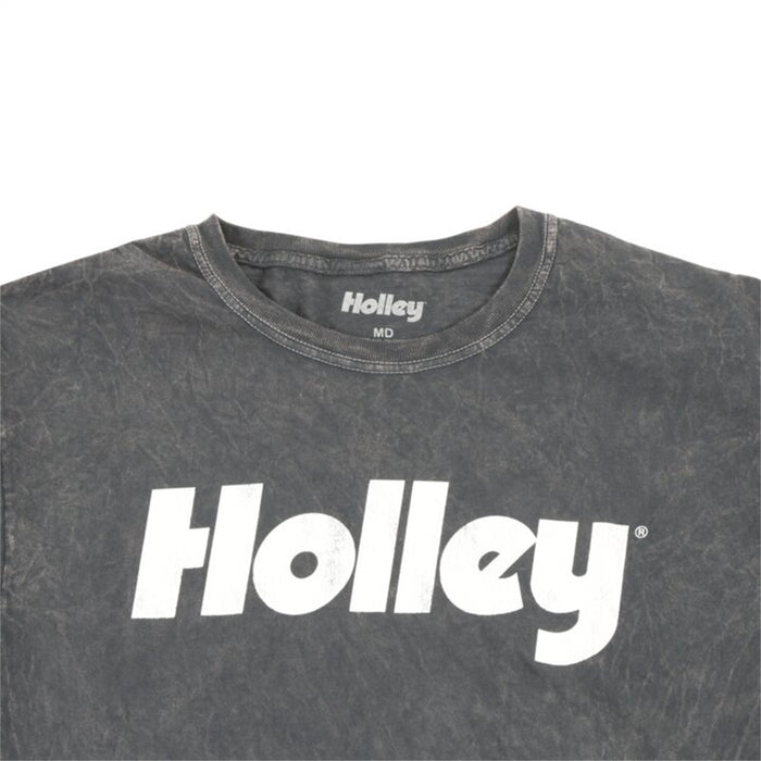 Holley 10429-SMHOL Holley Logo Shirt; Mineral Washed Distressed; Small; Gray; - Truck Part Superstore