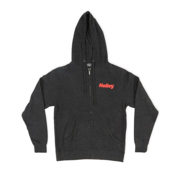 Holley 10433-SMHOL Holley Logo Zip Up Hoodie; Small; Heather Charcoal; - Truck Part Superstore