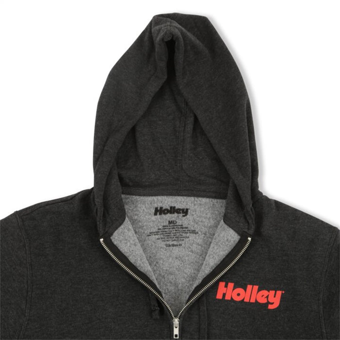 Holley 10433-SMHOL Holley Logo Zip Up Hoodie; Small; Heather Charcoal; - Truck Part Superstore