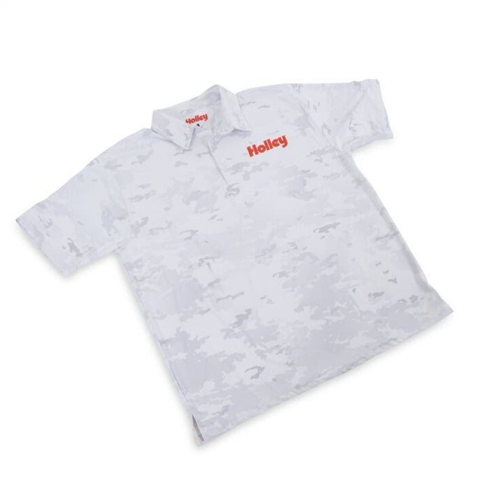Holley 10435-SMHOL Holley Logo Polo Shirt; Small; Sublimated Arctic White Camo; - Truck Part Superstore