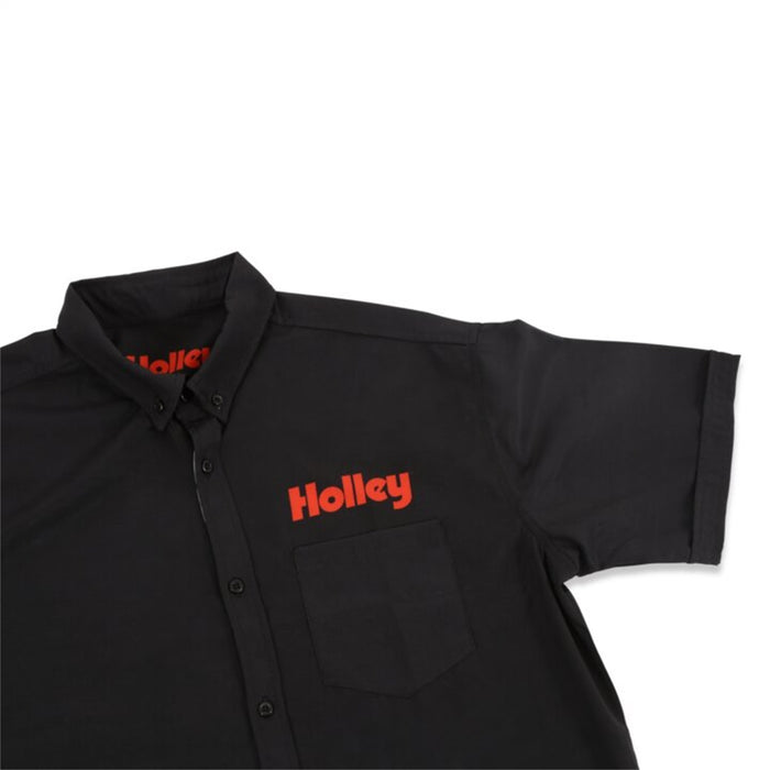 Holley 10437-XLHOL Holley Logo Button Down Shirt; Mens; XL; Black; - Truck Part Superstore