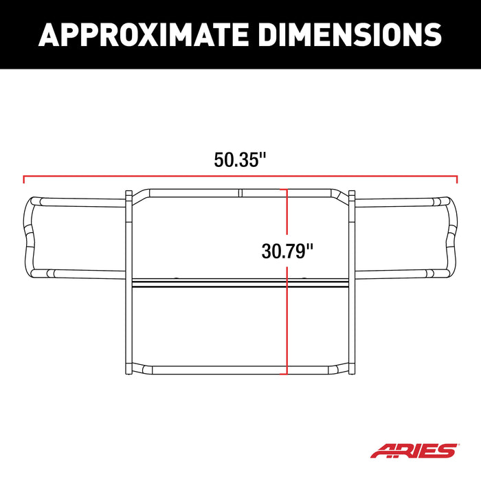 ARIES 1050 Black Steel Grille Guard, Select Jeep Wrangler JK for Select Jeep Wrangler