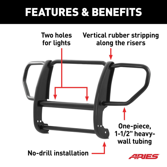 ARIES 1051 Black Steel Grille Guard, Select Jeep Liberty for Select Jeep Liberty