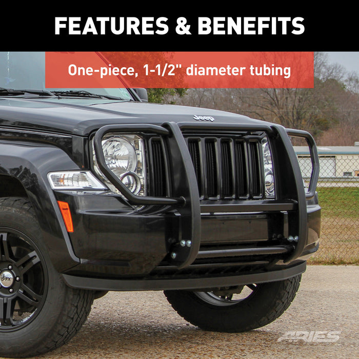 ARIES 1051 Black Steel Grille Guard, Select Jeep Liberty for Select Jeep Liberty