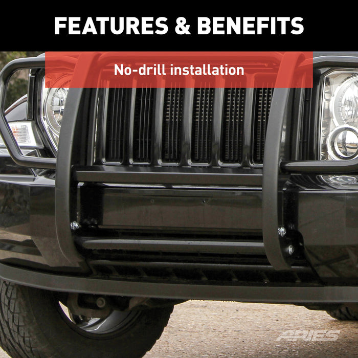 ARIES 1051 Black Steel Grille Guard, Select Jeep Liberty for Select Jeep Liberty