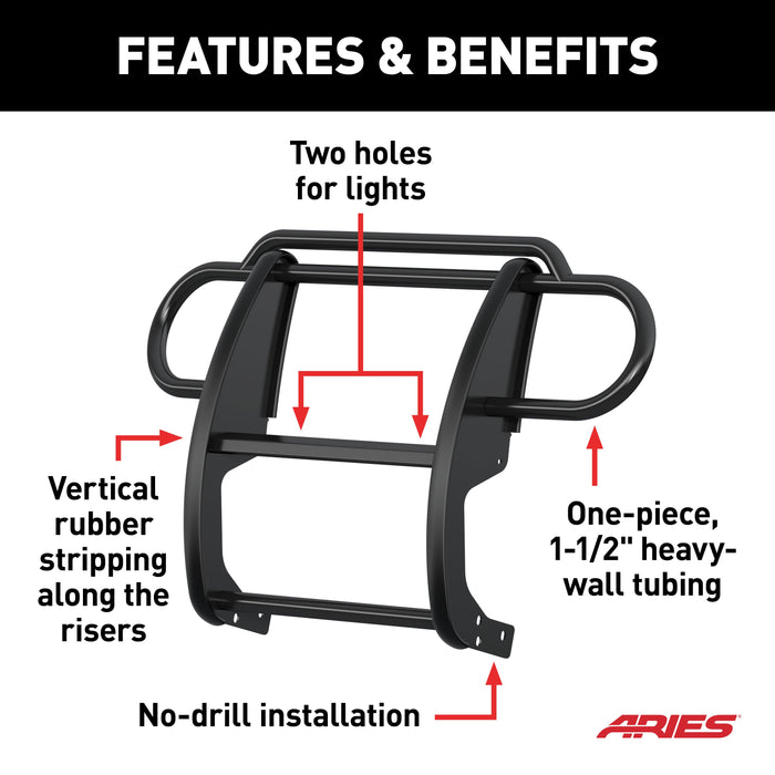 ARIES 1053 Black Steel Grille Guard, Select Jeep Wrangler JL for Select Jeep Wrangler