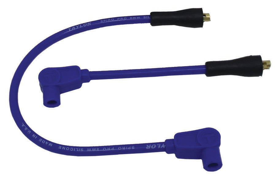 Taylor Cable 10630 8mm Spiro-Pro Motorcycle Ignition Wire Set; Custom Fit; Blue; 90 deg. Boots; - Truck Part Superstore