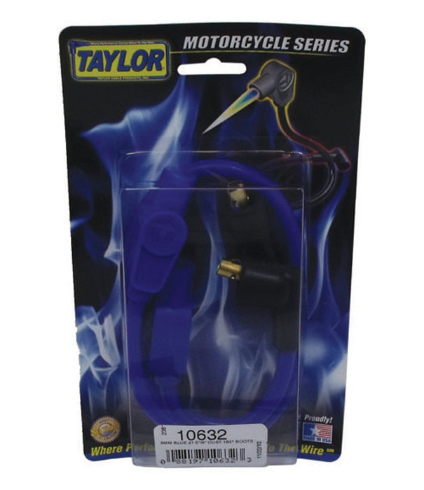 Taylor Cable 10632 8mm Spiro-Pro Motorcycle Ignition Wire Set; Custom Fit; Blue; 180 deg. Boots; - Truck Part Superstore