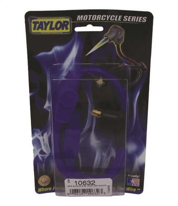Taylor Cable 10632 8mm Spiro-Pro Motorcycle Ignition Wire Set; Custom Fit; Blue; 180 deg. Boots; - Truck Part Superstore