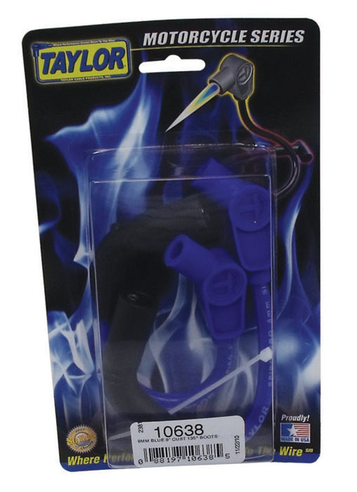 Taylor Cable 10638 8mm Spiro-Pro Motorcycle Ignition Wire Set; Custom Fit; Blue; 135 deg. Boots; - Truck Part Superstore