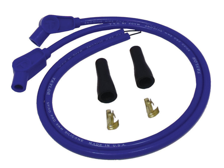 Taylor Cable 10653 8mm Spiro-Pro Motorcycle Ignition Wire Set; Universal Fit; Blue; 135 deg. Boots; - Truck Part Superstore