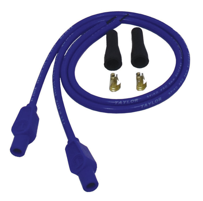 Taylor Cable 10655 8mm Spiro-Pro Motorcycle Ignition Wire Set; Universal Fit; Blue; 180 deg. Boots; - Truck Part Superstore