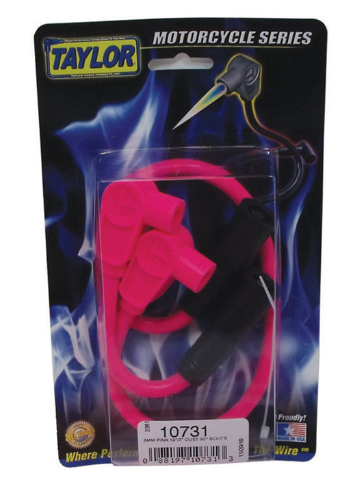 Taylor Cable 10731 8mm Spiro-Pro Motorcycle Ignition Wire Set; Custom Fit; Pink; 90 deg. Boots - Truck Part Superstore