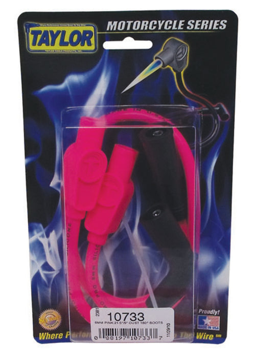 Taylor Cable 10733 8mm Spiro-Pro pink 21.5/9in custom MC 180 - Truck Part Superstore
