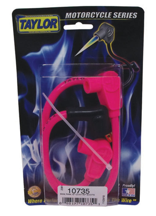 Taylor Cable 10735 8mm Spiro-Pro pink 12in custom MC 90 - Truck Part Superstore