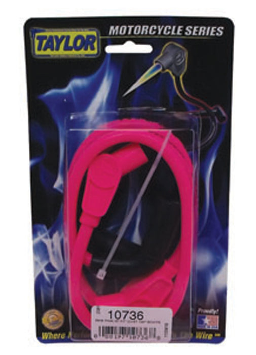Taylor Cable 10736 8mm Spiro-Pro Motorcycle Ignition Wire Set; Custom Fit; Pink; 135 deg. Boots - Truck Part Superstore