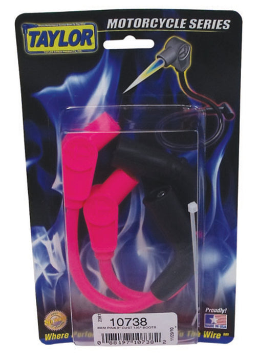 Taylor Cable 10738 8mm Spiro-Pro Motorcycle Ignition Wire Set; Custom Fit; Pink; 135 deg. Boots - Truck Part Superstore