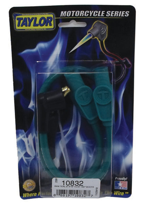 Taylor Cable 10832 8mm Spiro-Pro Motorcycle Ignition Wire Set; Custom Fit; Teal; 180 deg. Boots - Truck Part Superstore