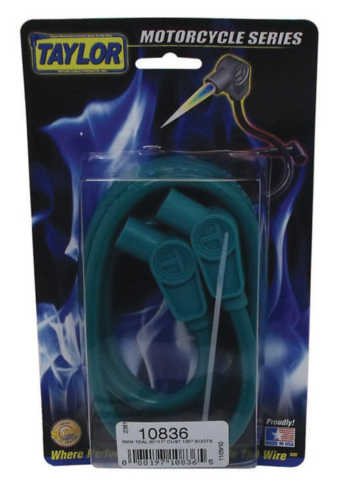 Taylor Cable 10836 8mm Spiro-Pro Motorcycle Ignition Wire Set; Custom Fit; Teal; 135 deg. Boots - Truck Part Superstore