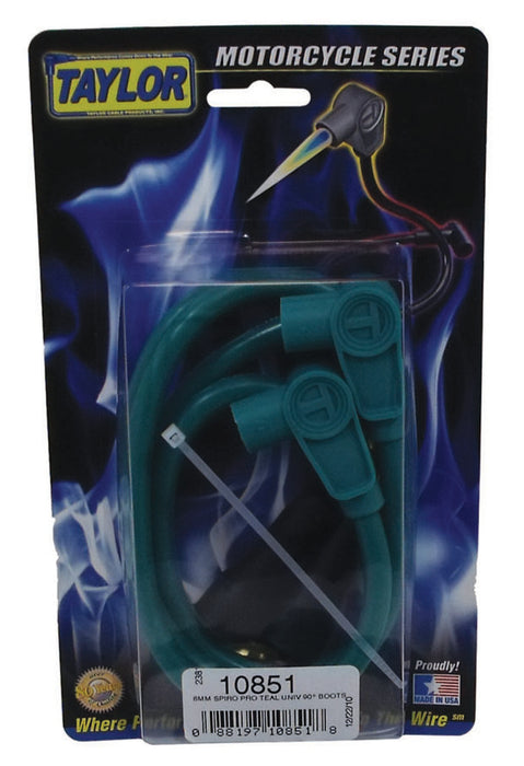 Taylor Cable 10851 8mm Spiro-Pro Motorcycle Ignition Wire Set; Universal Fit; Teal; 90 deg. Boots - Truck Part Superstore