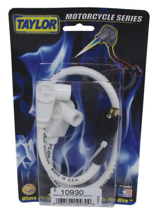 Taylor Cable 10930 8mm Spiro-Pro Motorcycle Ignition Wire Set; Custom Fit; White; 90 deg. Boots - Truck Part Superstore