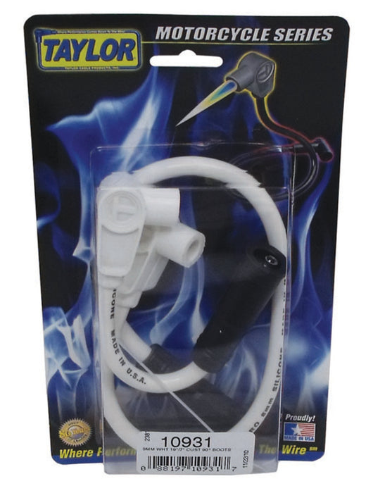 Taylor Cable 10931 8mm Spiro-Pro Motorcycle Ignition Wire Set; Custom Fit; White; 90 deg. Boots - Truck Part Superstore