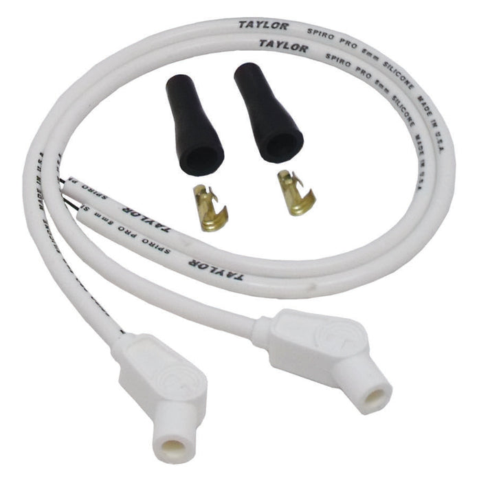 Taylor Cable 10953 8mm Spiro-Pro Motorcycle Ignition Wire Set; Universal Fit; White; 135 deg. Boots - Truck Part Superstore