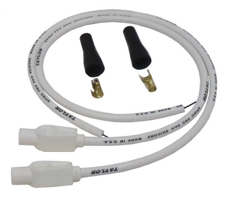 Taylor Cable 10955 8mm Spiro-Pro Motorcycle Ignition Wire Set; Universal Fit; White; 180 deg. Boots - Truck Part Superstore
