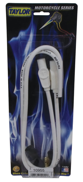 Taylor Cable 10955 8mm Spiro-Pro Motorcycle Ignition Wire Set; Universal Fit; White; 180 deg. Boots - Truck Part Superstore