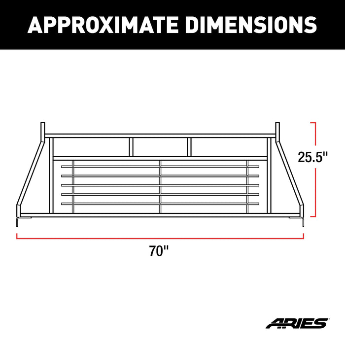 ARIES 111000 Classic Black Steel Headache Rack, Select Chevrolet, Ford, Dodge, GMC, Ram for Select Chevrolet Silverado 2500 HD