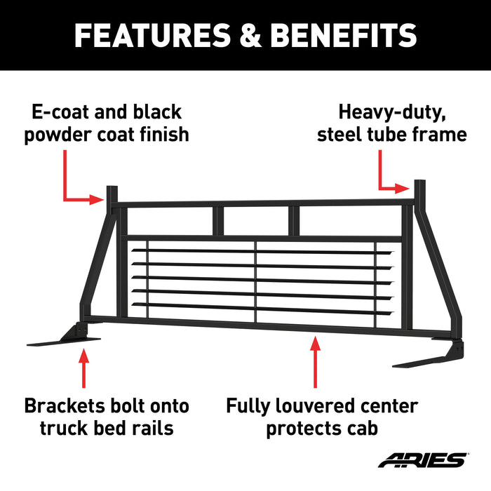 ARIES 111002 Classic Black Steel Headache Rack, Select Ford F-150 for Select Ford F-150