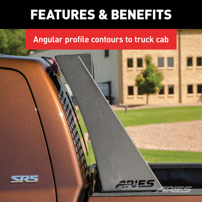 ARIES 1110110 Switchback Black Aluminum Headache Rack, Select Chevrolet Silverado, GMC Sierra for Select Chevrolet Silverado 2500 HD